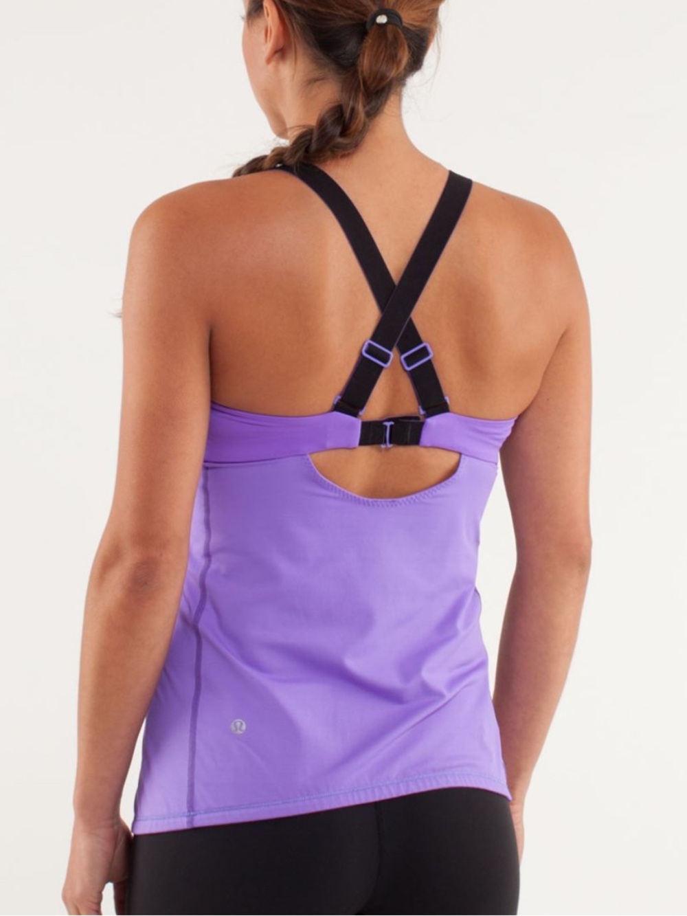 Lululemon 2012 Run Catch Me Tank Top Power Purple Black Strappy Back Size 10